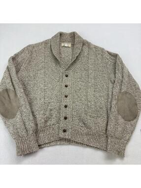 Vintage Winona Knits Wool Blend Fisherman Chunky Cardigan Sweater Size Large